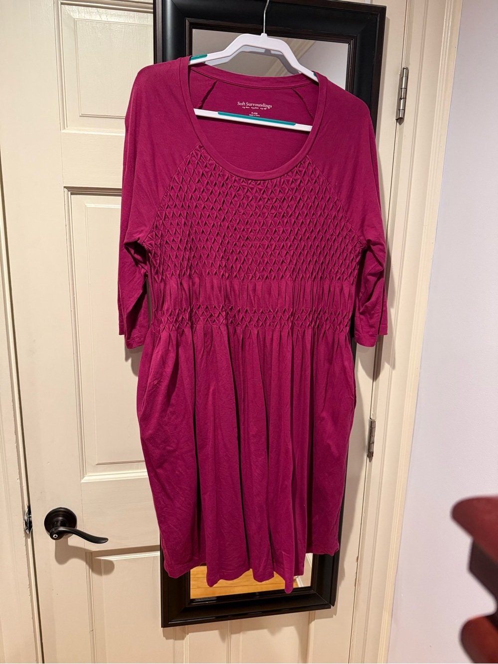 Soft Surroundings Fuchsia Smocked Midi Dress